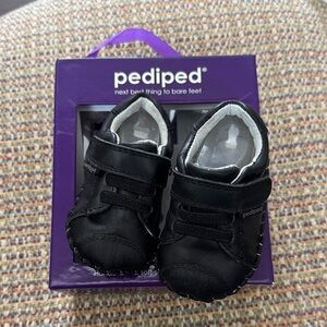 Pediped Black Leather Baby Walker Shoes